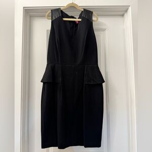 Faux Leather Sleeveless Peplum Dress